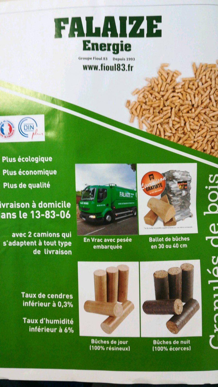 Vente de granulés de bois  Toulon Var 83 Falaise énergie