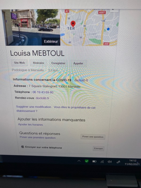  Recherche un podologue pour le soin d’un ongle incarné dans le 1er arrondissement de Marseille